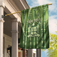 Personalised Fiji Language Week Sugarcane Masi Garden Flag Green Tapa Tribal Pattern DT05 House Flag Green - Polynesian Pride