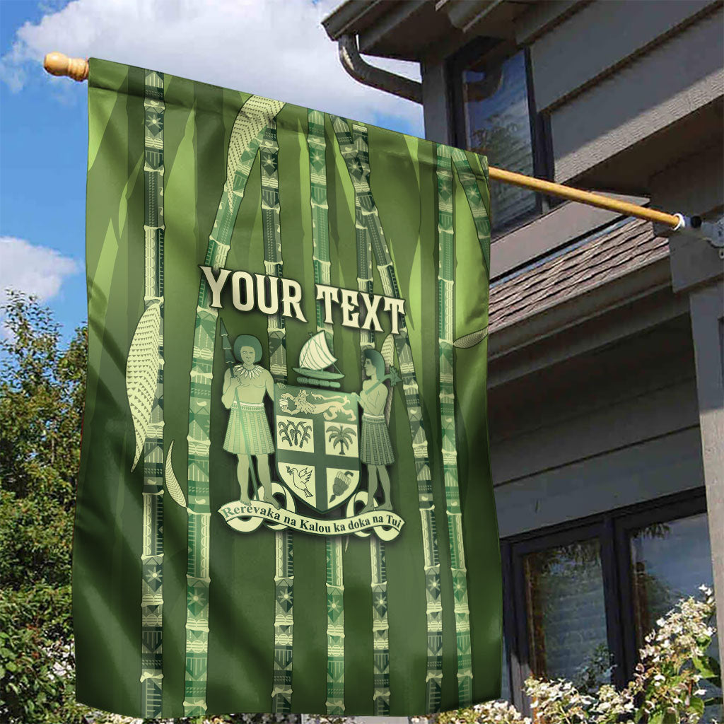 Personalised Fiji Language Week Sugarcane Masi Garden Flag Green Tapa Tribal Pattern DT05 - Polynesian Pride