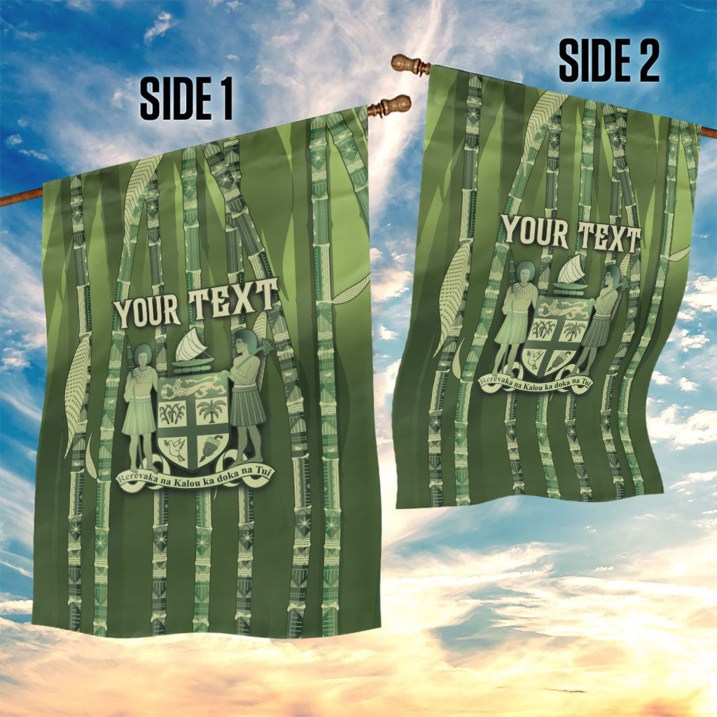 Personalised Fiji Language Week Sugarcane Masi Garden Flag Green Tapa Tribal Pattern DT05 - Polynesian Pride