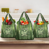 Personalised Fiji Language Week Sugarcane Masi Grocery Bag Green Tapa Tribal Pattern DT05 3-pack One Size Green - Polynesian Pride