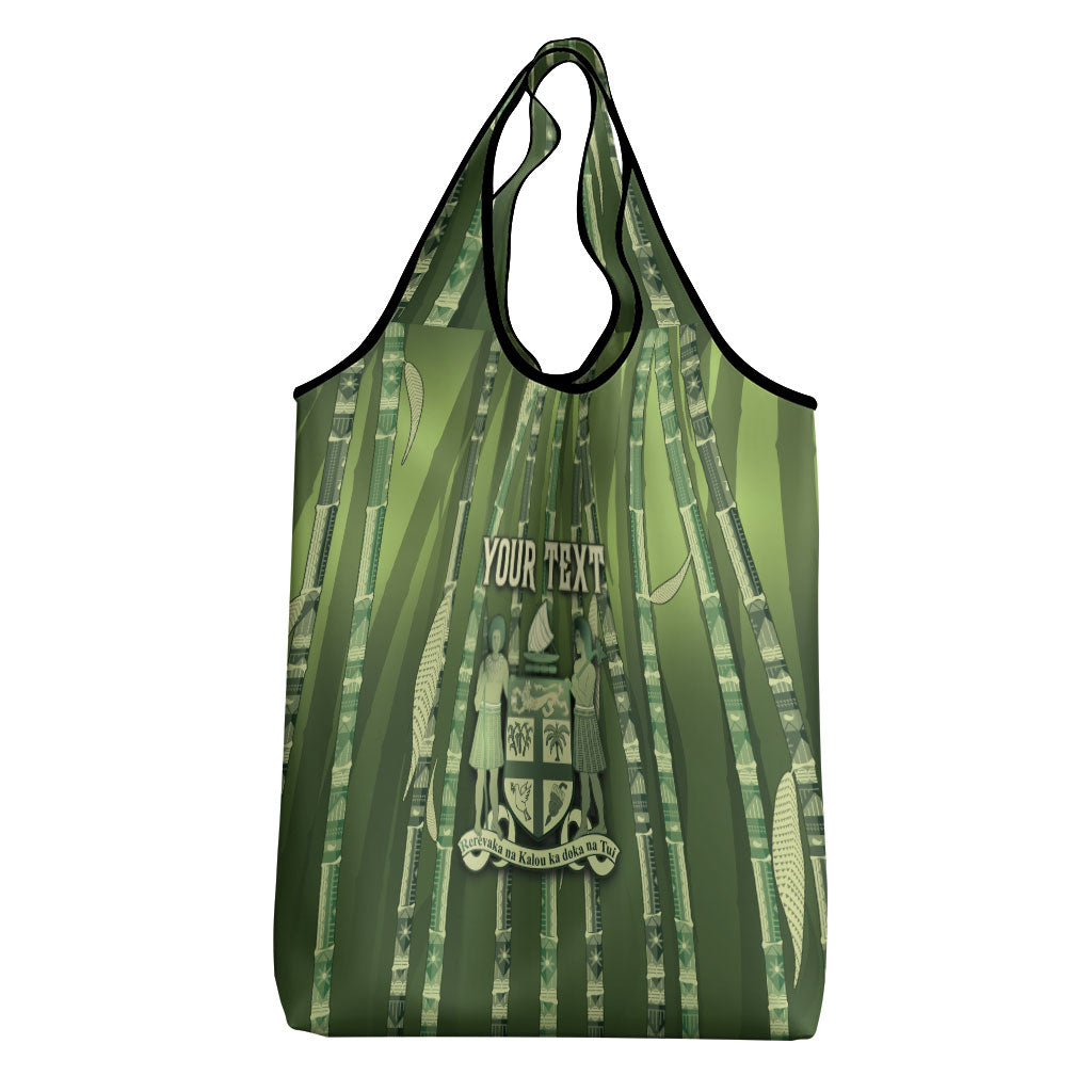 Personalised Fiji Language Week Sugarcane Masi Grocery Bag Green Tapa Tribal Pattern DT05 - Polynesian Pride