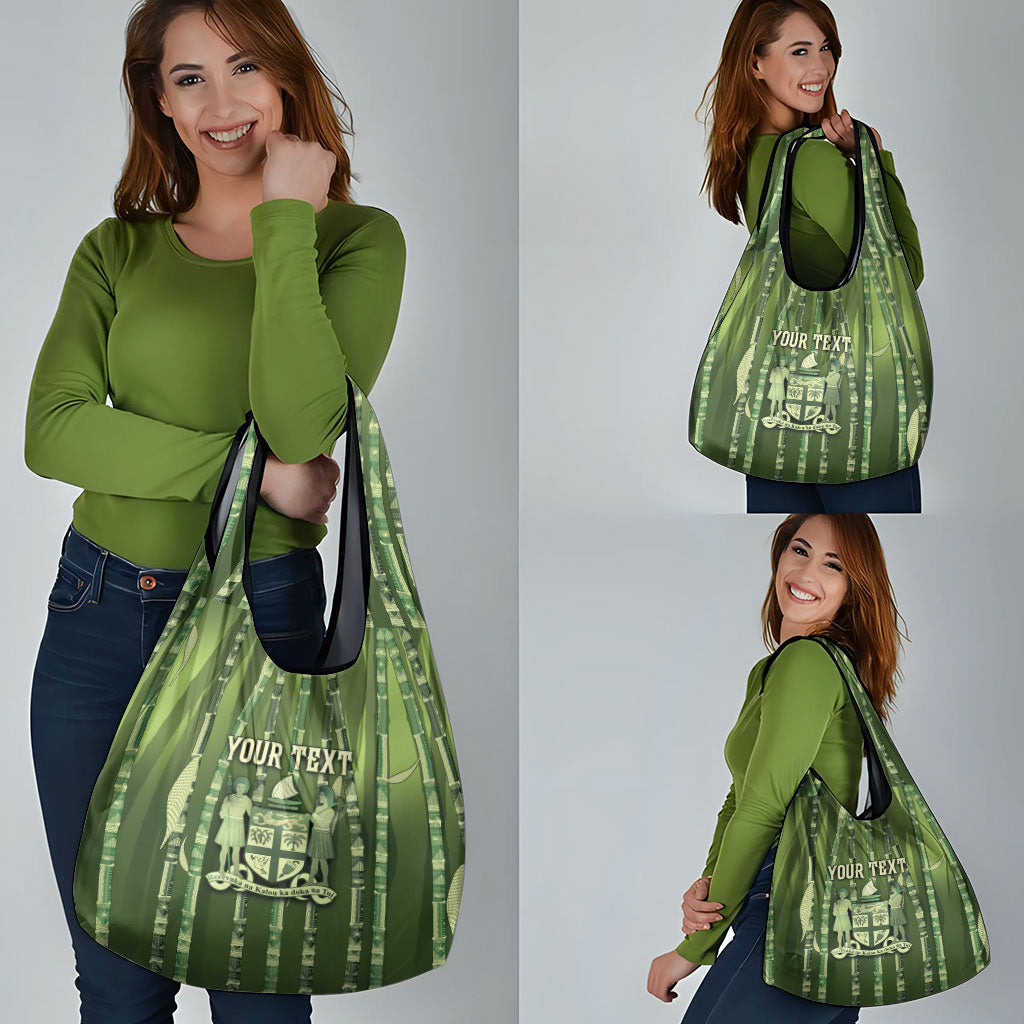 Personalised Fiji Language Week Sugarcane Masi Grocery Bag Green Tapa Tribal Pattern DT05 - Polynesian Pride