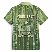 Personalised Fiji Language Week Sugarcane Masi Hawaiian Shirt Green Tapa Tribal Pattern DT05 - Polynesian Pride