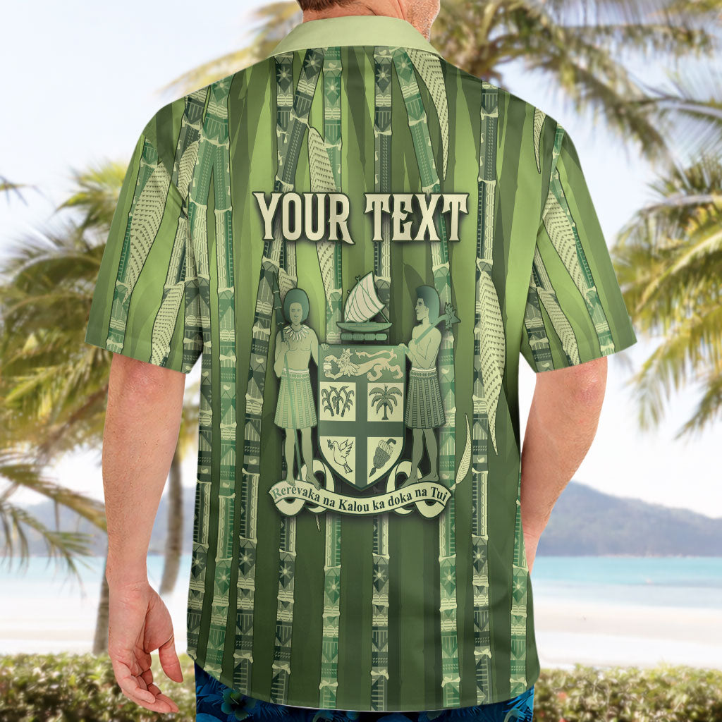 Personalised Fiji Language Week Sugarcane Masi Hawaiian Shirt Green Tapa Tribal Pattern DT05 - Polynesian Pride