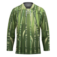 Personalised Fiji Language Week Sugarcane Masi Hockey Jersey Green Tapa Tribal Pattern DT05 Unisex Green - Polynesian Pride