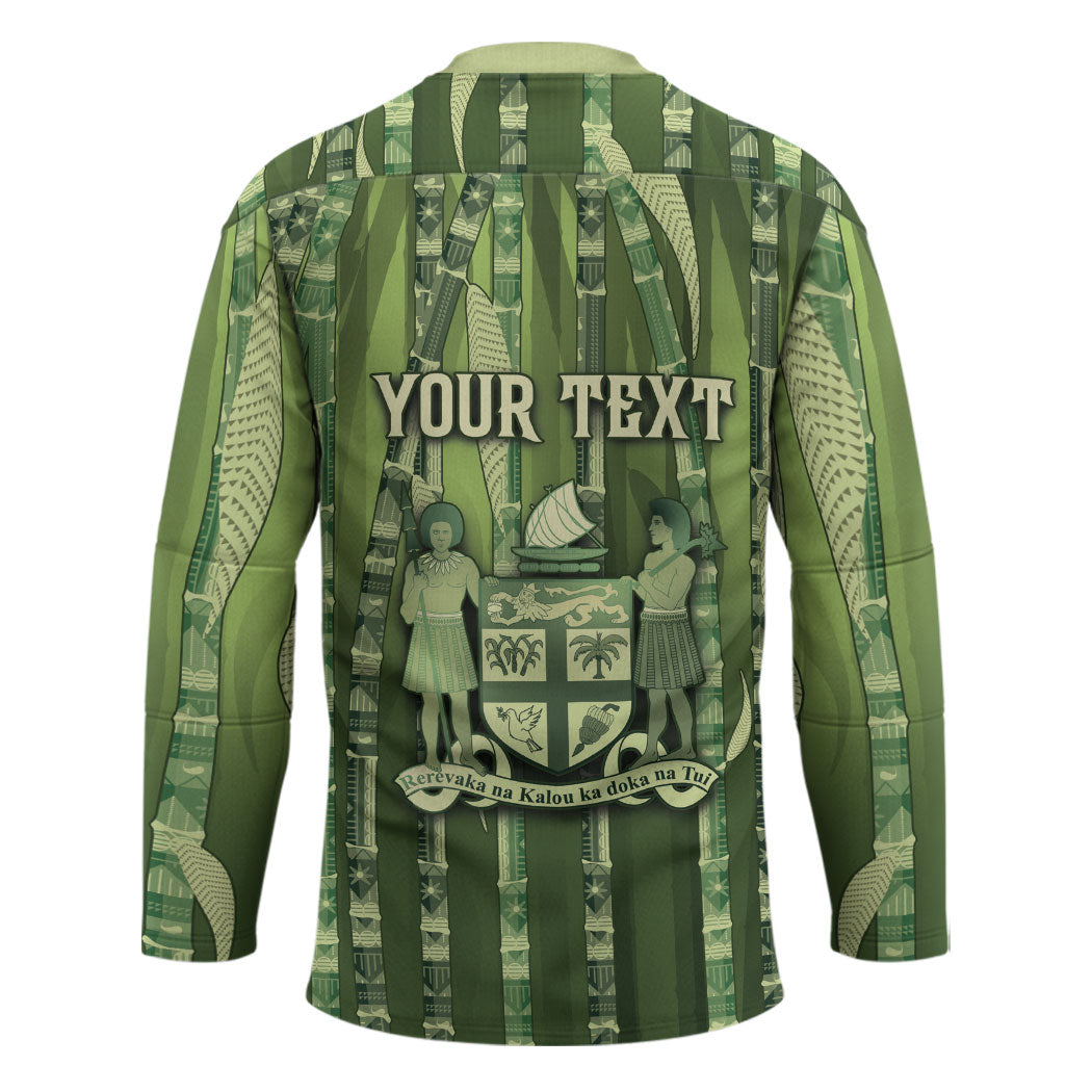 Personalised Fiji Language Week Sugarcane Masi Hockey Jersey Green Tapa Tribal Pattern DT05 - Polynesian Pride