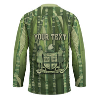 Personalised Fiji Language Week Sugarcane Masi Hockey Jersey Green Tapa Tribal Pattern DT05 - Polynesian Pride