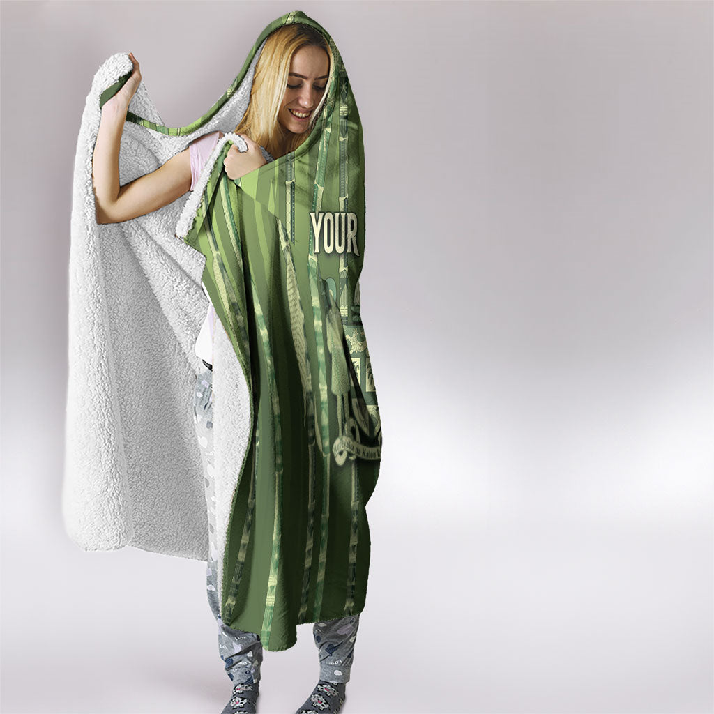 Personalised Fiji Language Week Sugarcane Masi Hooded Blanket Green Tapa Tribal Pattern DT05 - Polynesian Pride