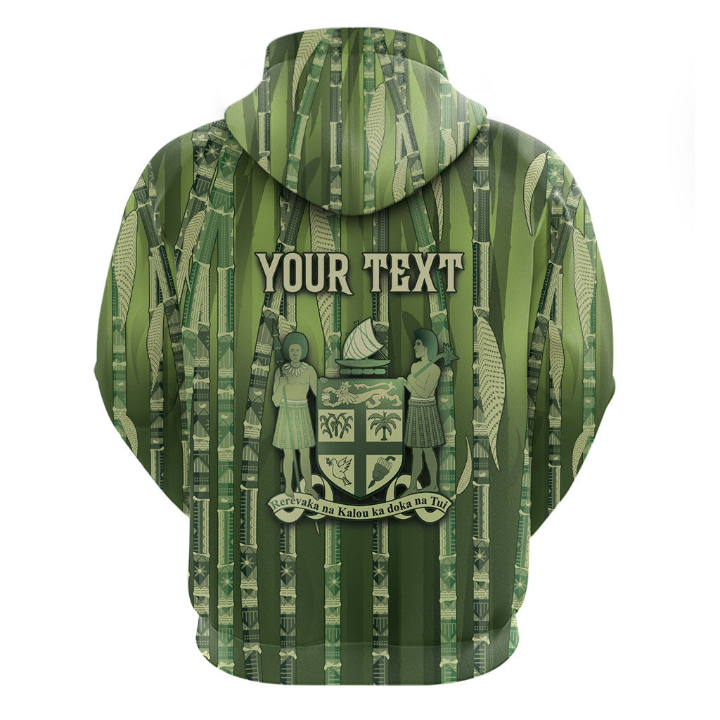 Personalised Fiji Language Week Sugarcane Masi Hoodie Green Tapa Tribal Pattern DT05 - Polynesian Pride