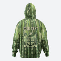 Personalised Fiji Language Week Sugarcane Masi Hoodie Green Tapa Tribal Pattern DT05 - Polynesian Pride