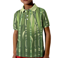 Personalised Fiji Language Week Sugarcane Masi Kid Polo Shirt Green Tapa Tribal Pattern DT05 Kid Green - Polynesian Pride