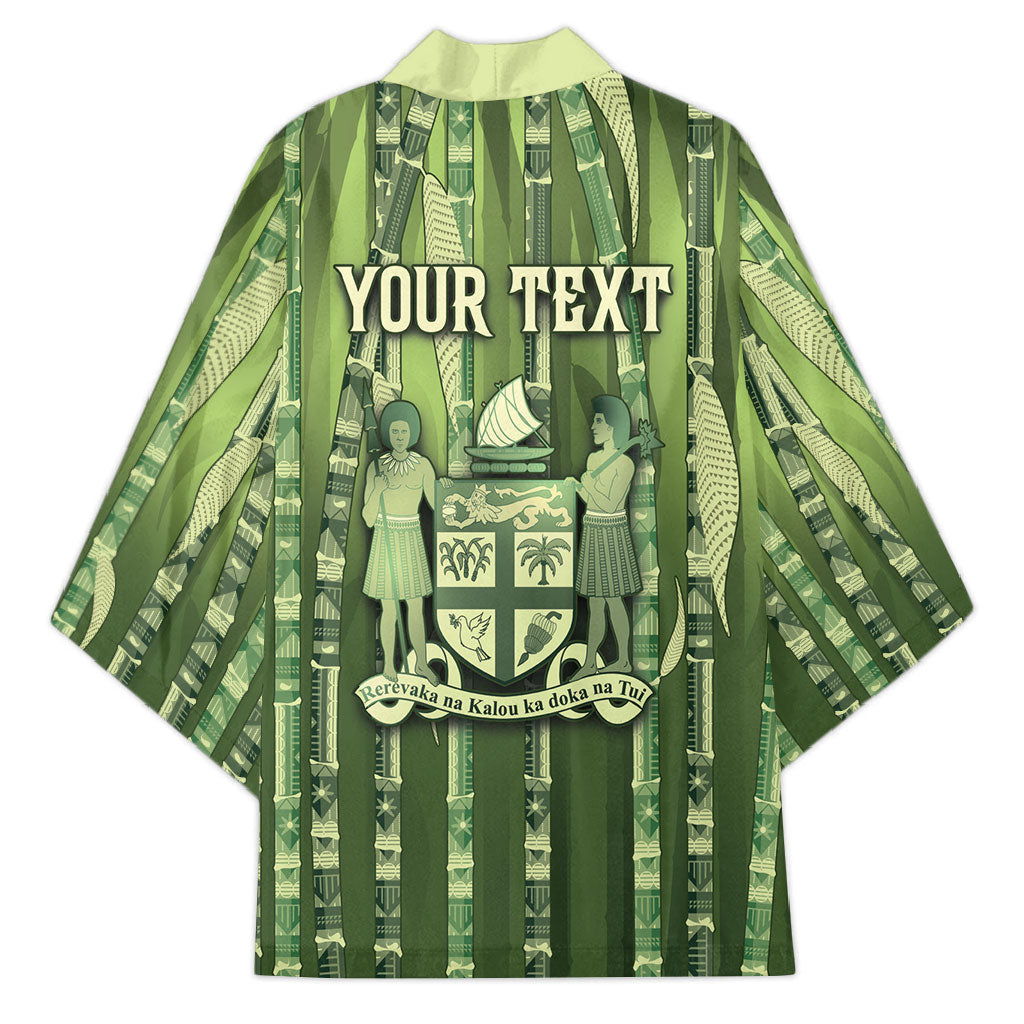 Personalised Fiji Language Week Sugarcane Masi Kimono Green Tapa Tribal Pattern DT05 - Polynesian Pride