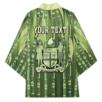 Personalised Fiji Language Week Sugarcane Masi Kimono Green Tapa Tribal Pattern DT05 - Polynesian Pride