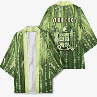Personalised Fiji Language Week Sugarcane Masi Kimono Green Tapa Tribal Pattern DT05 - Polynesian Pride