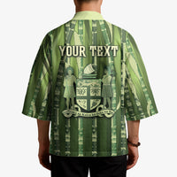 Personalised Fiji Language Week Sugarcane Masi Kimono Green Tapa Tribal Pattern DT05 - Polynesian Pride