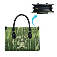 Personalised Fiji Language Week Sugarcane Masi Leather Bag Green Tapa Tribal Pattern DT05 - Polynesian Pride
