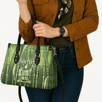 Personalised Fiji Language Week Sugarcane Masi Leather Bag Green Tapa Tribal Pattern DT05 - Polynesian Pride