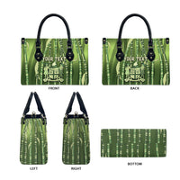 Personalised Fiji Language Week Sugarcane Masi Leather Bag Green Tapa Tribal Pattern DT05 - Polynesian Pride