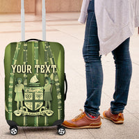 Personalised Fiji Language Week Sugarcane Masi Luggage Cover Green Tapa Tribal Pattern DT05 Green - Polynesian Pride