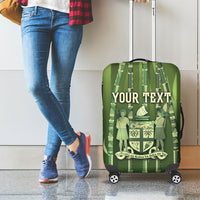 Personalised Fiji Language Week Sugarcane Masi Luggage Cover Green Tapa Tribal Pattern DT05 - Polynesian Pride