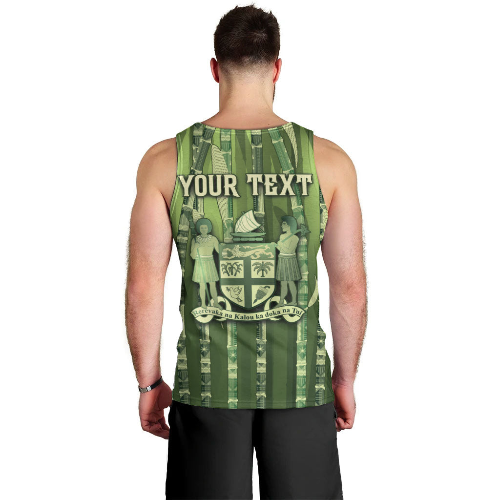 Personalised Fiji Language Week Sugarcane Masi Men Tank Top Green Tapa Tribal Pattern DT05 - Polynesian Pride