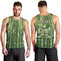 Personalised Fiji Language Week Sugarcane Masi Men Tank Top Green Tapa Tribal Pattern DT05 - Polynesian Pride