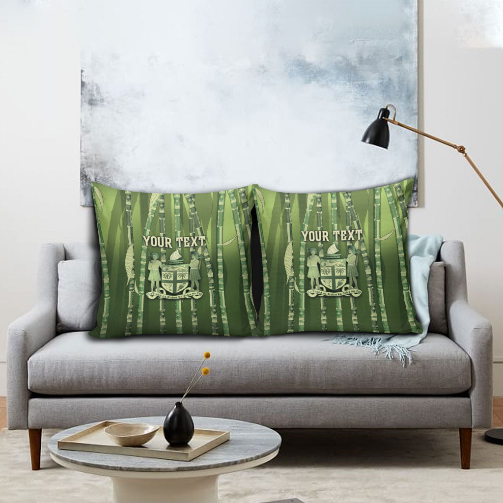 Personalised Fiji Language Week Sugarcane Masi Pillow Cover Green Tapa Tribal Pattern DT05 - Polynesian Pride