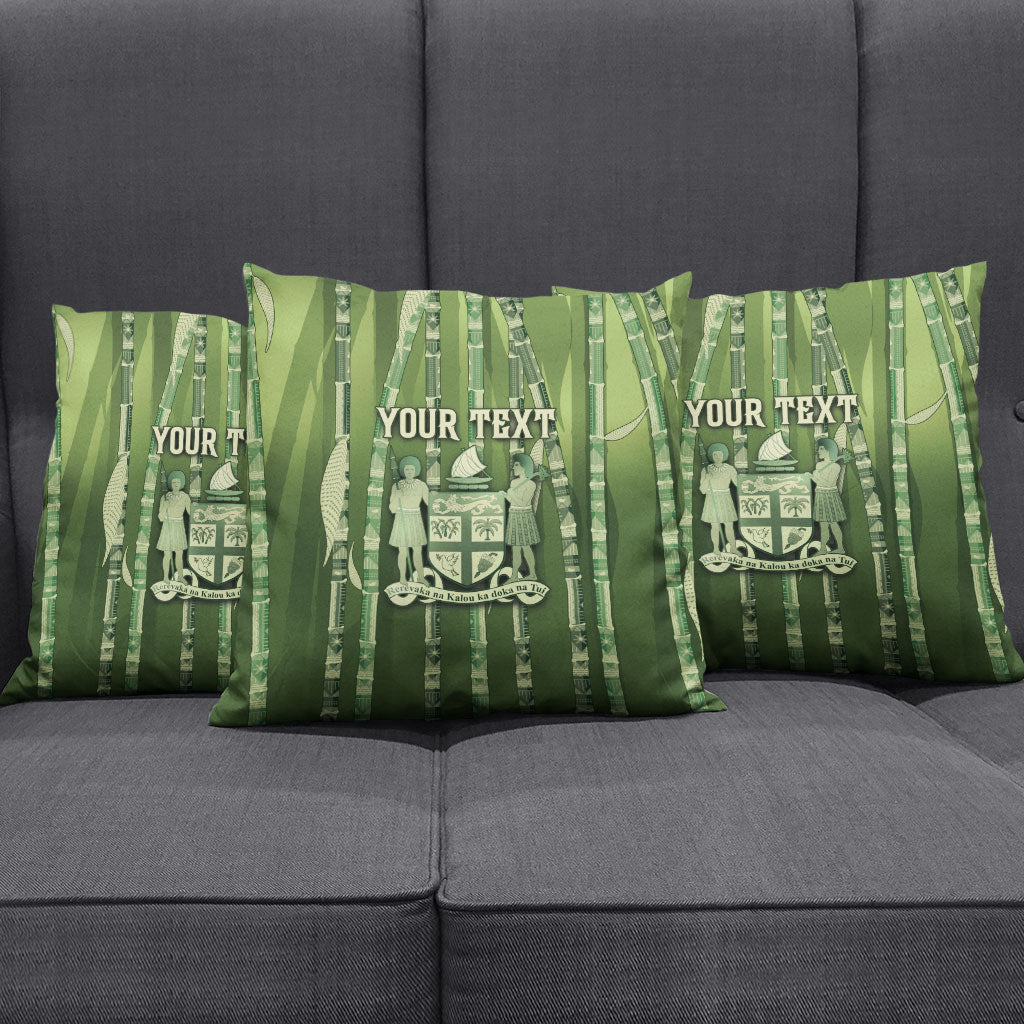 Personalised Fiji Language Week Sugarcane Masi Pillow Cover Green Tapa Tribal Pattern DT05 - Polynesian Pride