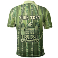 Personalised Fiji Language Week Sugarcane Masi Polo Shirt Green Tapa Tribal Pattern DT05 - Polynesian Pride
