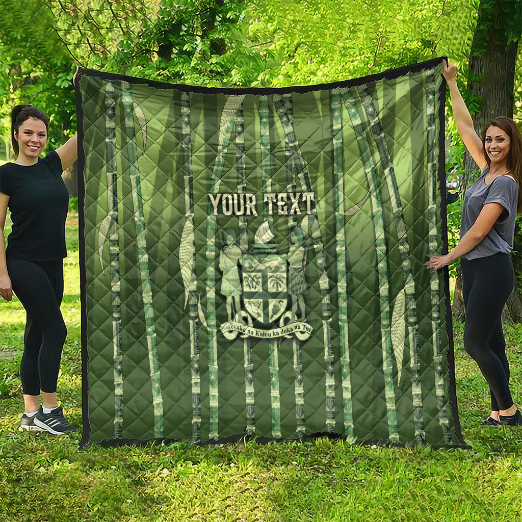 Personalised Fiji Language Week Sugarcane Masi Quilt Green Tapa Tribal Pattern DT05 - Polynesian Pride