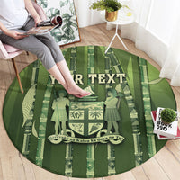 Personalised Fiji Language Week Sugarcane Masi Round Carpet Green Tapa Tribal Pattern DT05 - Polynesian Pride