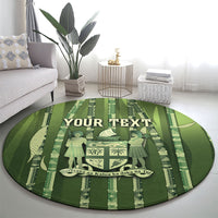 Personalised Fiji Language Week Sugarcane Masi Round Carpet Green Tapa Tribal Pattern DT05 - Polynesian Pride