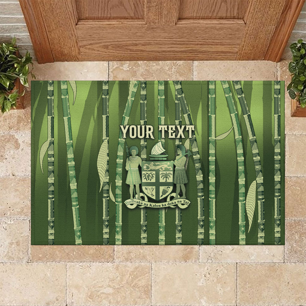 Personalised Fiji Language Week Sugarcane Masi Rubber Doormat Green Tapa Tribal Pattern DT05 Green - Polynesian Pride