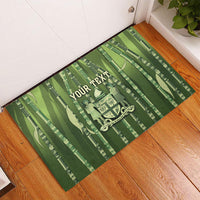 Personalised Fiji Language Week Sugarcane Masi Rubber Doormat Green Tapa Tribal Pattern DT05 - Polynesian Pride