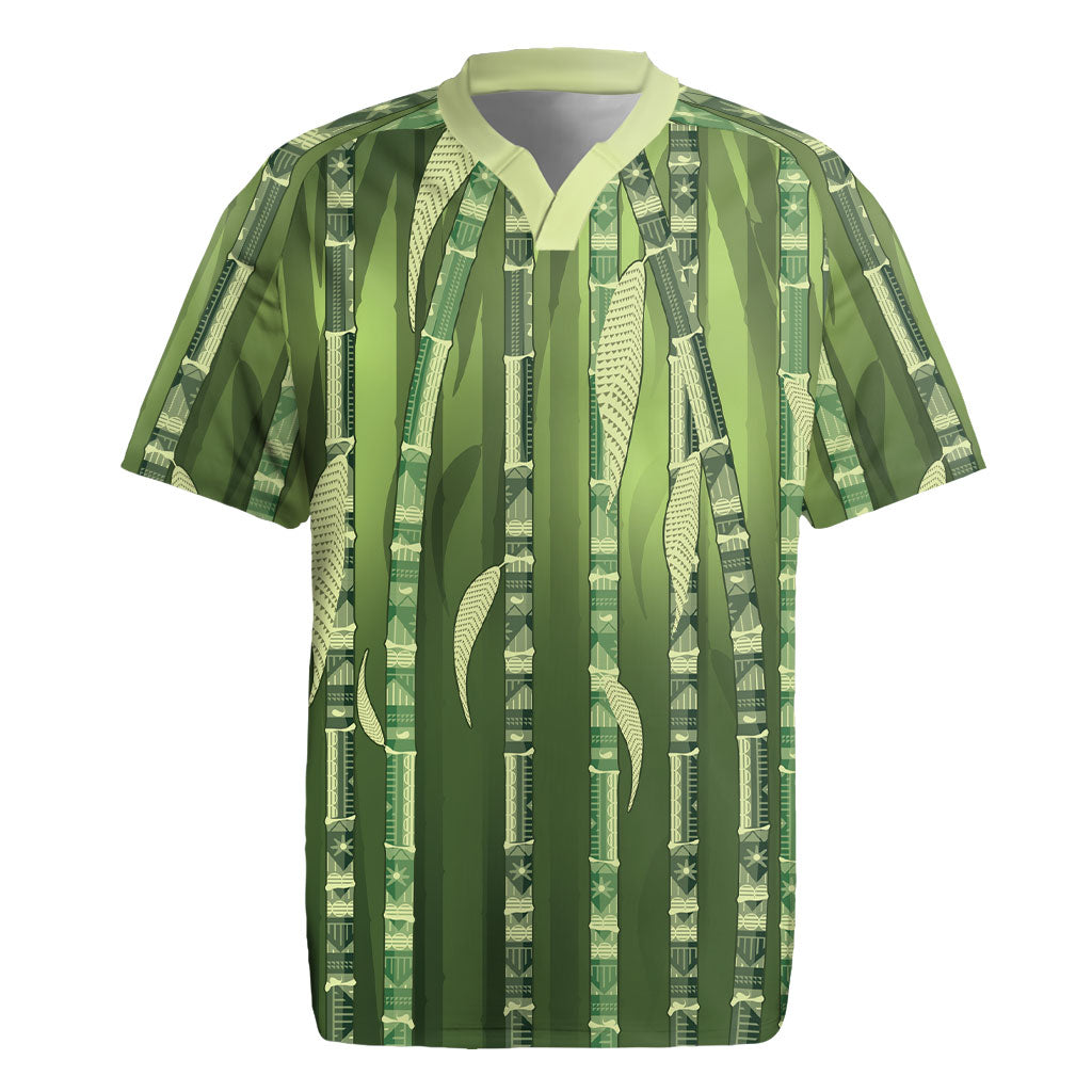 Personalised Fiji Language Week Sugarcane Masi Rugby Jersey Green Tapa Tribal Pattern DT05 Green - Polynesian Pride