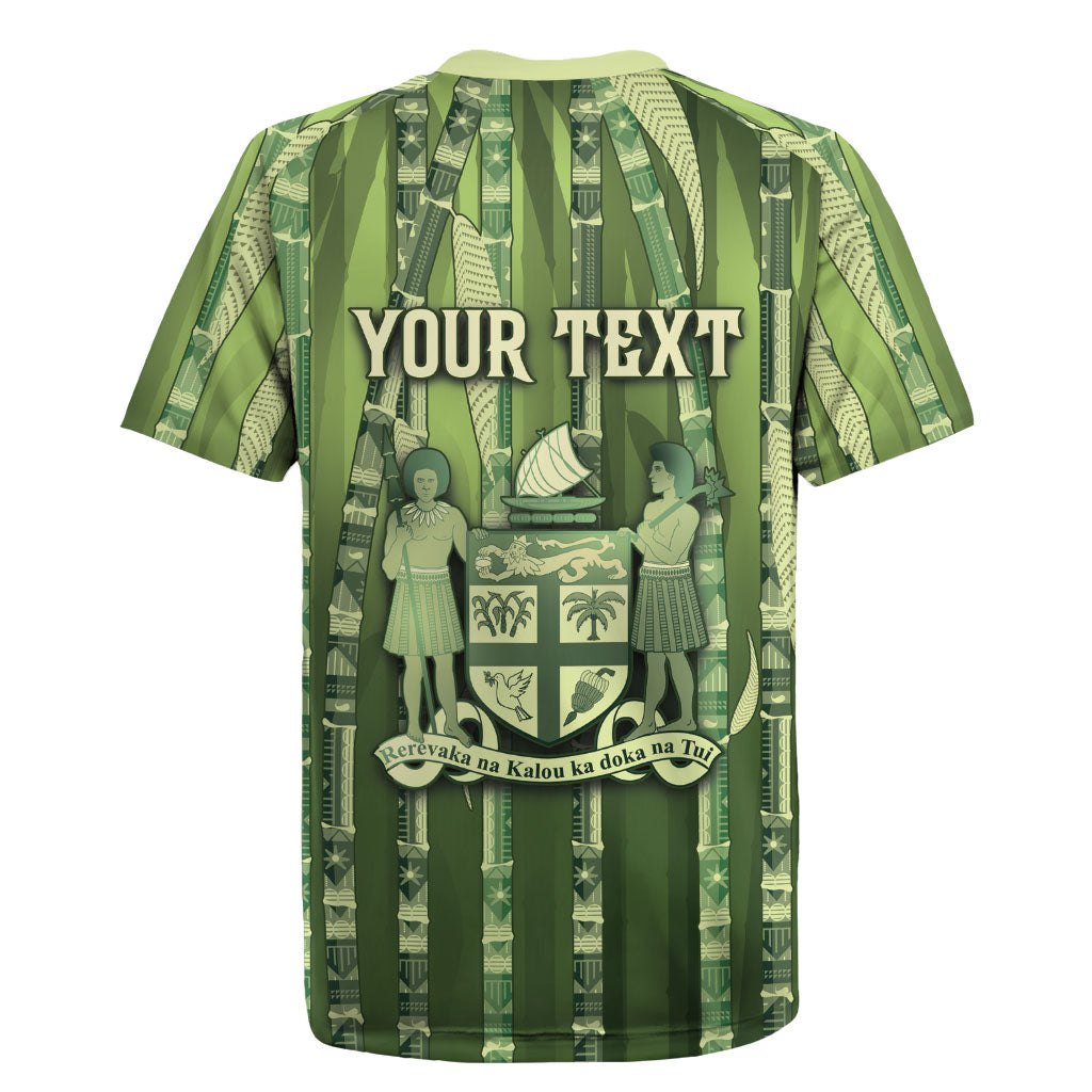 Personalised Fiji Language Week Sugarcane Masi Rugby Jersey Green Tapa Tribal Pattern DT05 - Polynesian Pride