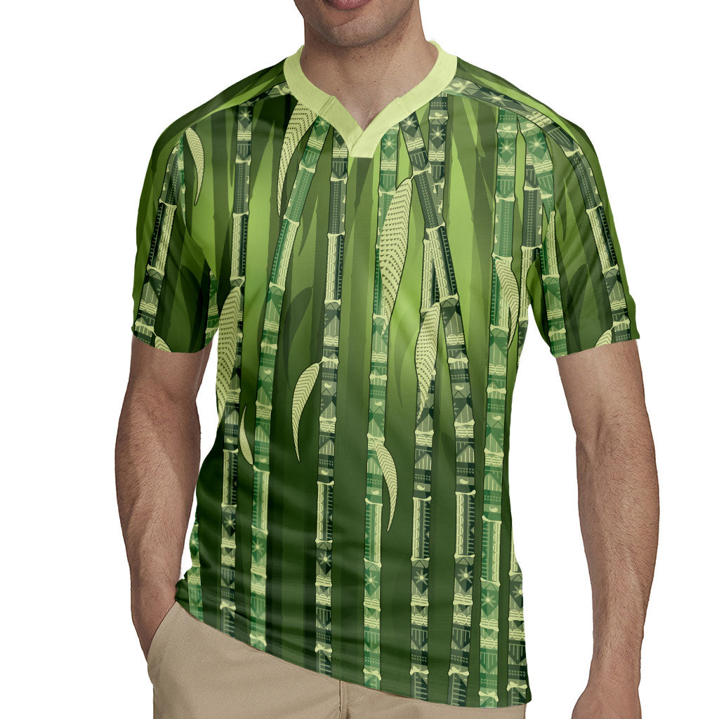 Personalised Fiji Language Week Sugarcane Masi Rugby Jersey Green Tapa Tribal Pattern DT05 - Polynesian Pride