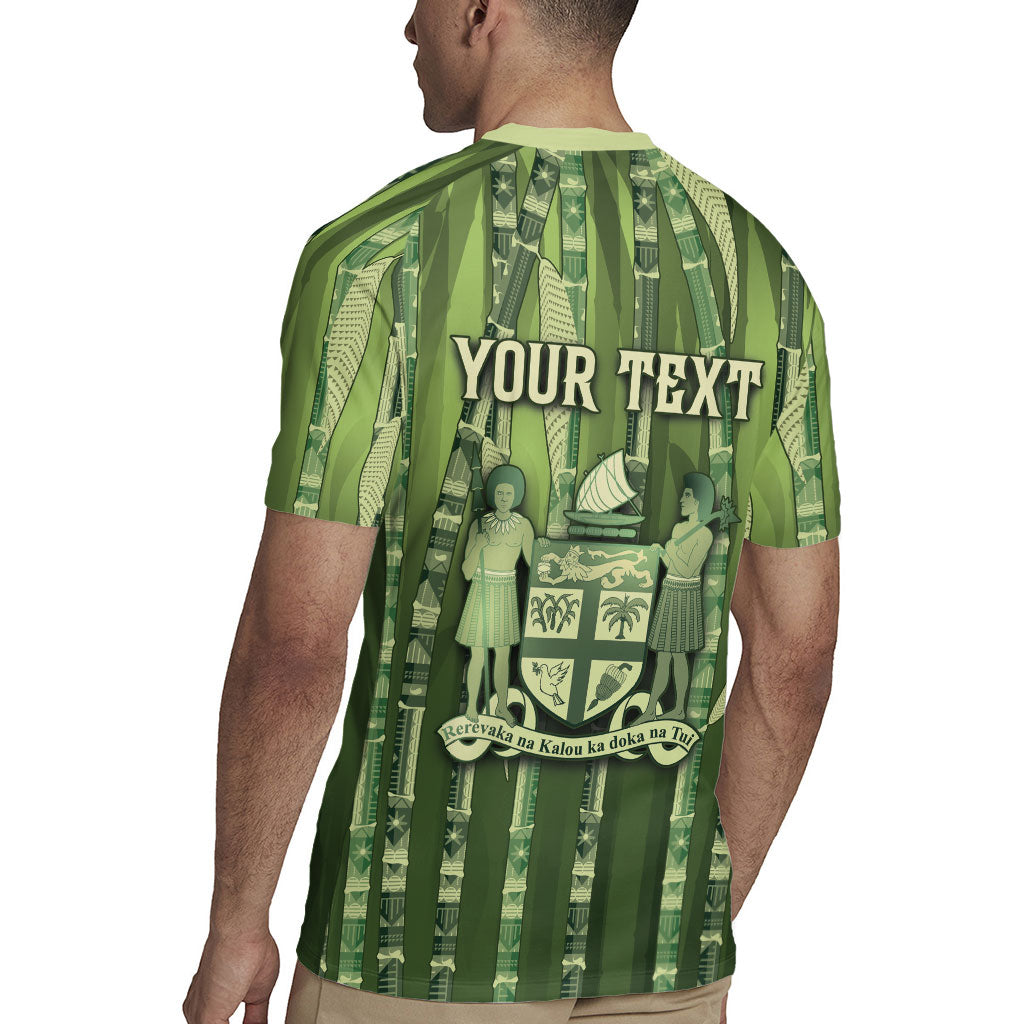 Personalised Fiji Language Week Sugarcane Masi Rugby Jersey Green Tapa Tribal Pattern DT05 - Polynesian Pride