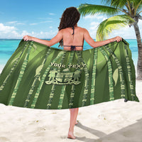 Personalised Fiji Language Week Sugarcane Masi Sarong Green Tapa Tribal Pattern DT05 - Polynesian Pride