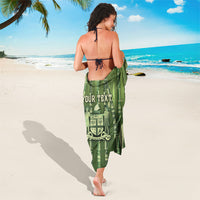 Personalised Fiji Language Week Sugarcane Masi Sarong Green Tapa Tribal Pattern DT05 - Polynesian Pride