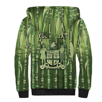 Personalised Fiji Language Week Sugarcane Masi Sherpa Hoodie Green Tapa Tribal Pattern DT05 - Polynesian Pride