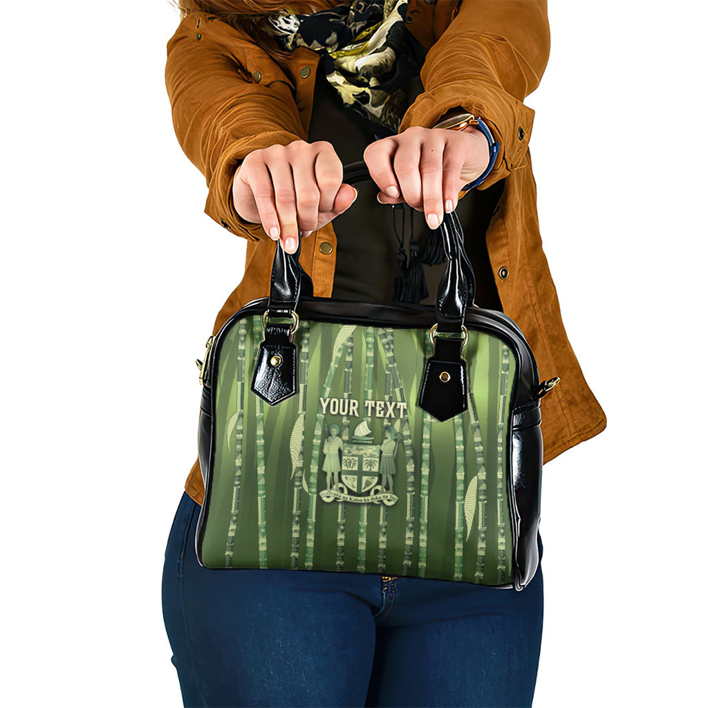 Personalised Fiji Language Week Sugarcane Masi Shoulder Handbag Green Tapa Tribal Pattern DT05 One Size Green - Polynesian Pride