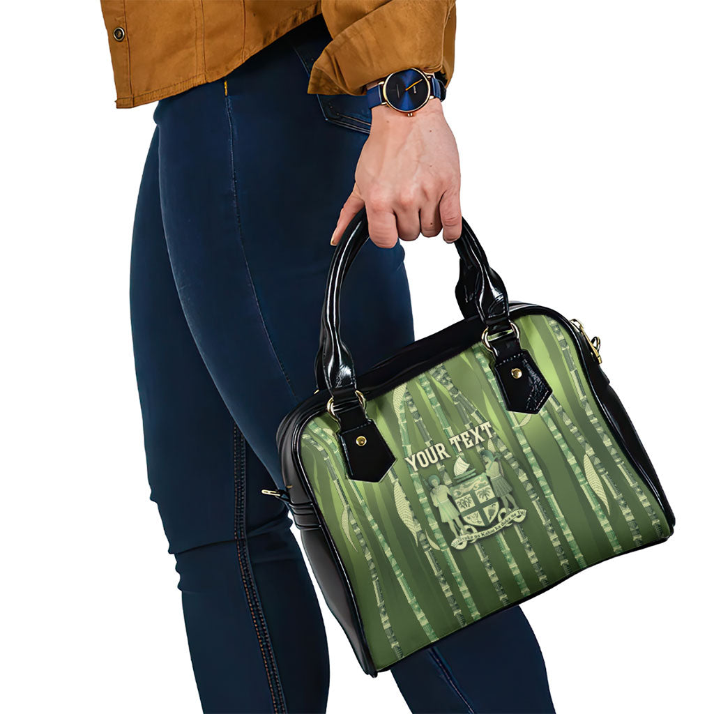 Personalised Fiji Language Week Sugarcane Masi Shoulder Handbag Green Tapa Tribal Pattern DT05 - Polynesian Pride