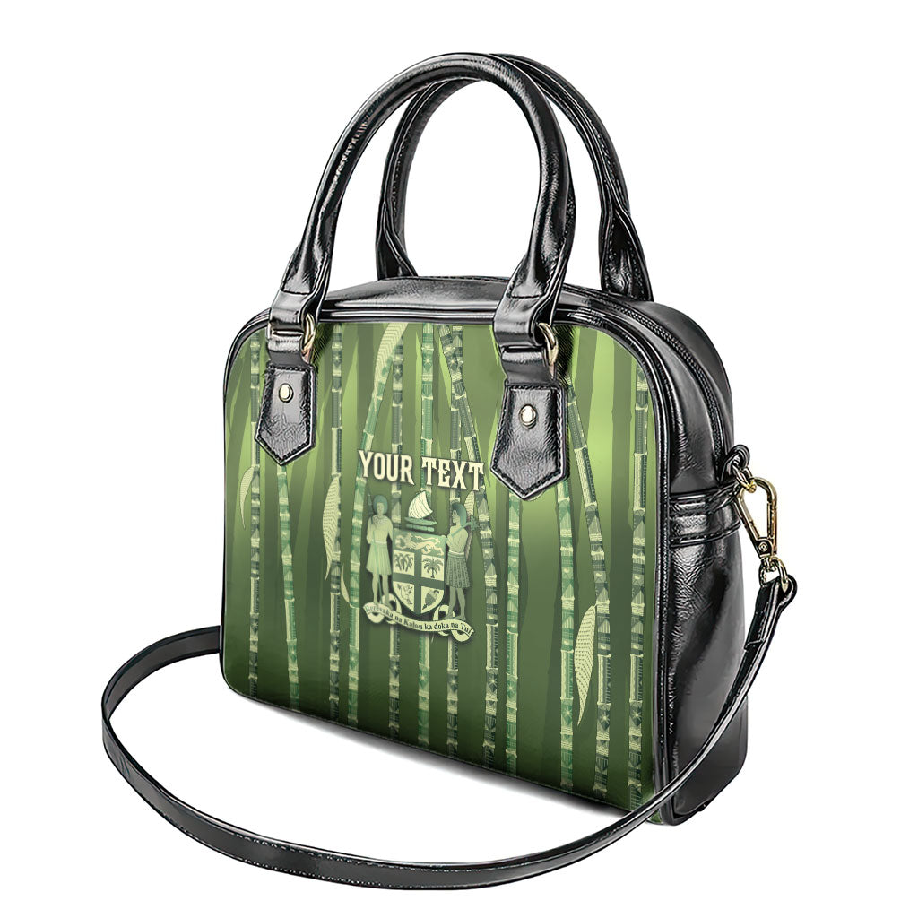 Personalised Fiji Language Week Sugarcane Masi Shoulder Handbag Green Tapa Tribal Pattern DT05 - Polynesian Pride