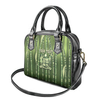 Personalised Fiji Language Week Sugarcane Masi Shoulder Handbag Green Tapa Tribal Pattern DT05 - Polynesian Pride