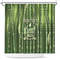Personalised Fiji Language Week Sugarcane Masi Shower Curtain Green Tapa Tribal Pattern DT05 Green - Polynesian Pride