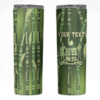 Personalised Fiji Language Week Sugarcane Masi Skinny Tumbler Green Tapa Tribal Pattern DT05 Green - Polynesian Pride