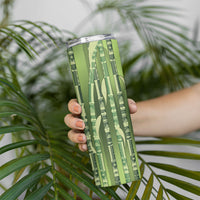 Personalised Fiji Language Week Sugarcane Masi Skinny Tumbler Green Tapa Tribal Pattern DT05 - Polynesian Pride