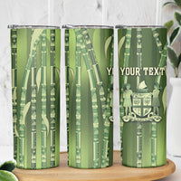 Personalised Fiji Language Week Sugarcane Masi Skinny Tumbler Green Tapa Tribal Pattern DT05 - Polynesian Pride