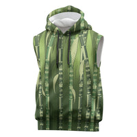 Personalised Fiji Language Week Sugarcane Masi Sleeveless Hoodie Green Tapa Tribal Pattern DT05 Green - Polynesian Pride